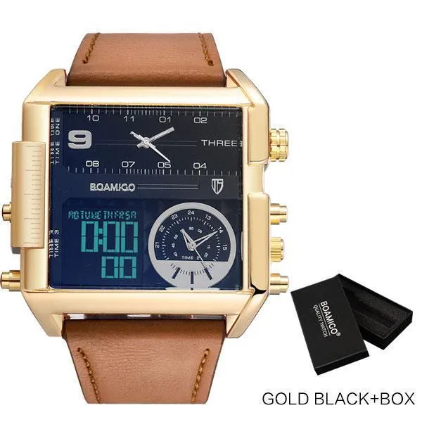 Waterproof Digital Leather Strap Wristwatch