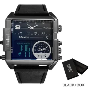 Waterproof Digital Leather Strap Wristwatch