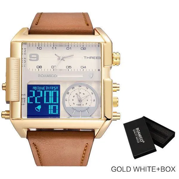 Waterproof Digital Leather Strap Wristwatch