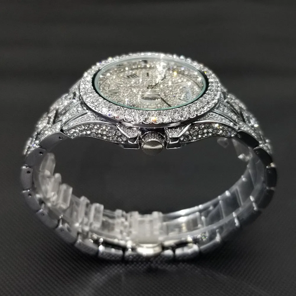 Waterproof Luxury Diamond Quartz Wristwatch  For Men