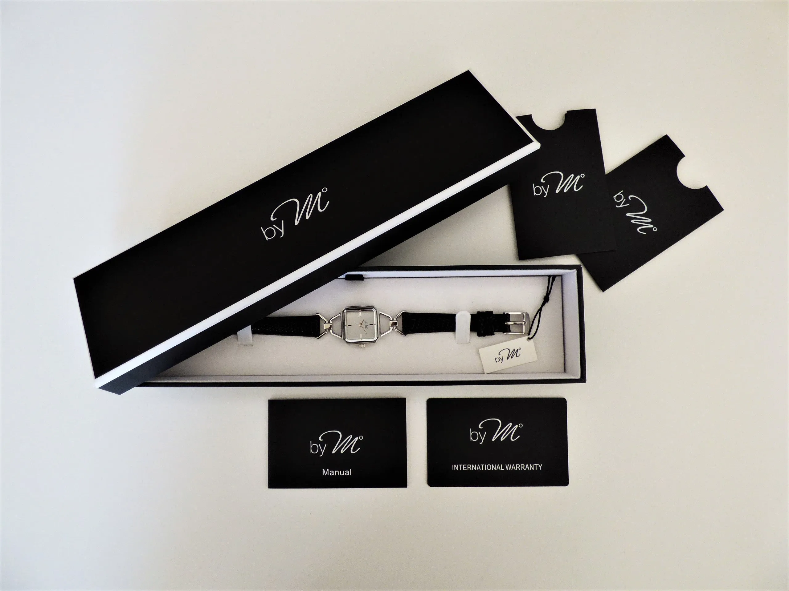 WL004BK Gold Watch with Black Leather Strap