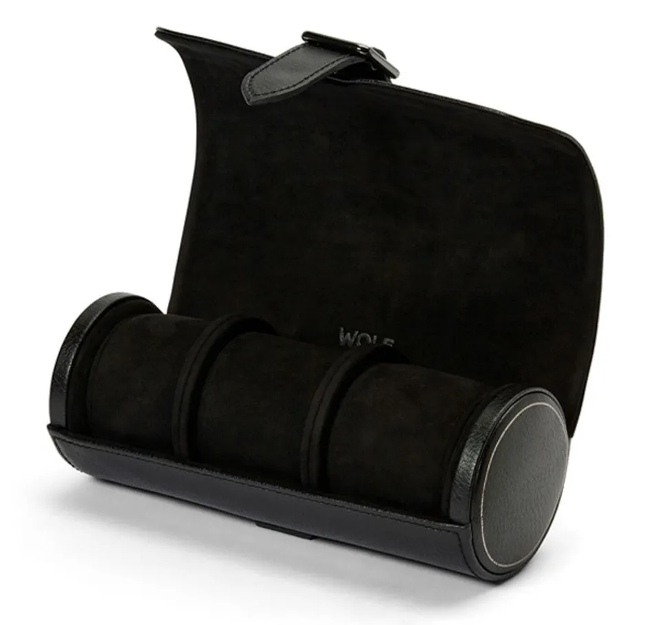 WOLF British Racing Triple Watch Roll in Black