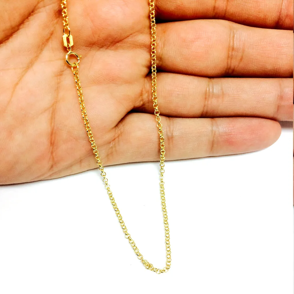 Women Necklace -14K Yellow Gold Round Rolo Link Chains