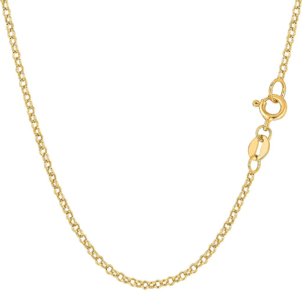 Women Necklace -14K Yellow Gold Round Rolo Link Chains