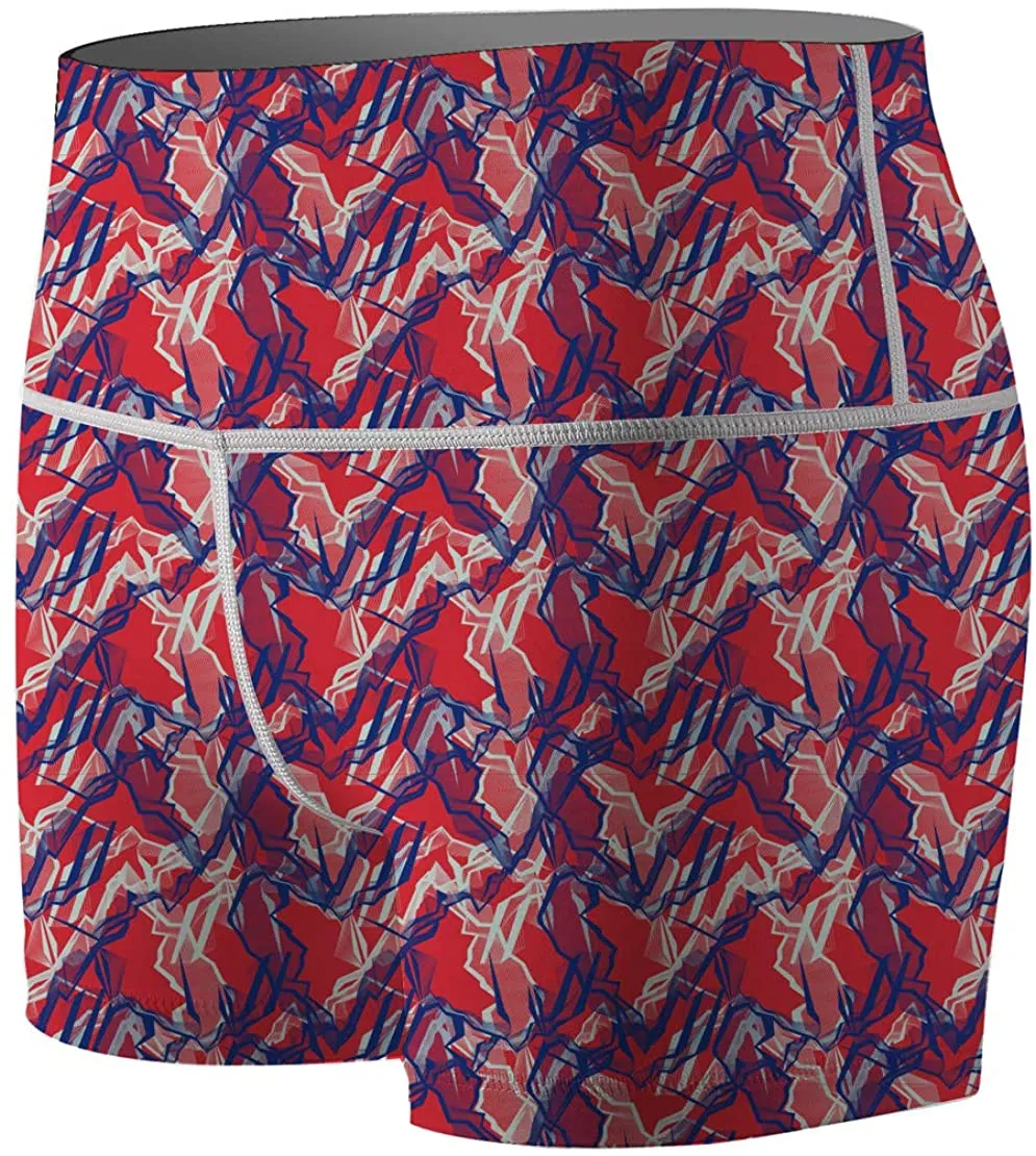 Women's Pink Abstract Compression Shorts Fight Shorts