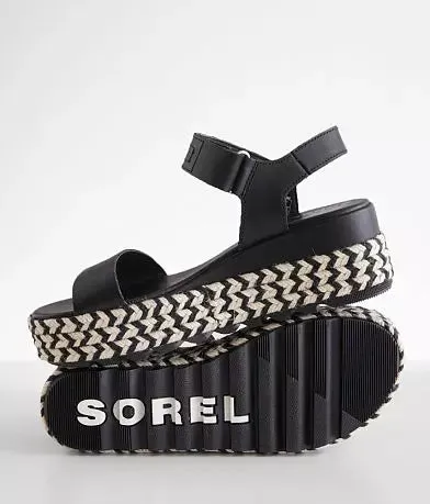 Women's Sorel | Cameron Leather Flatform Sandal | Black