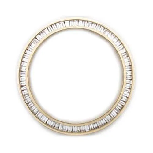 Yellow Gold 14K Channel Set Baguette Mined Diamond Bezel To Fit Rolex Datejust Watch 2.75 Carats 36 mm