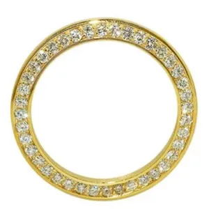 Yellow Gold Custom Mined Diamond Bezel To Fit Rolex Datejust Watch 2 Carats