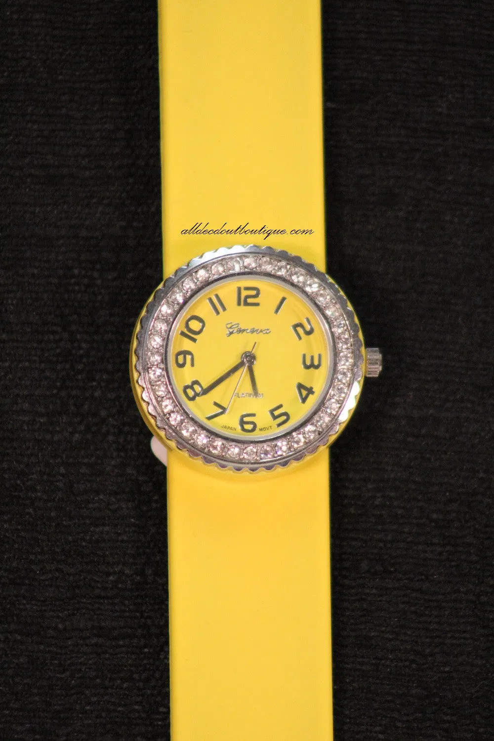 Yellow/Yellow Clear Rhinestone | Silicone Snap Band