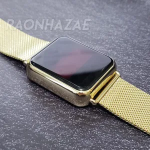 YIZZY Digital Smart Watch Touch Screen Metallic Mash Band Square Gold Watch GM03