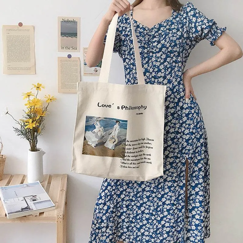 Youda Original Fashion Women Bags Casual Style Female Shopping Bag Simple Ladies Handbags Canvas Tote For Girls Sweet Handbag