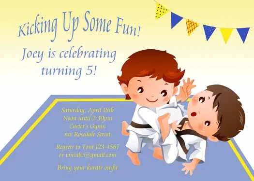 YOUNG KARATE BOYS CUSTOM INVITATION