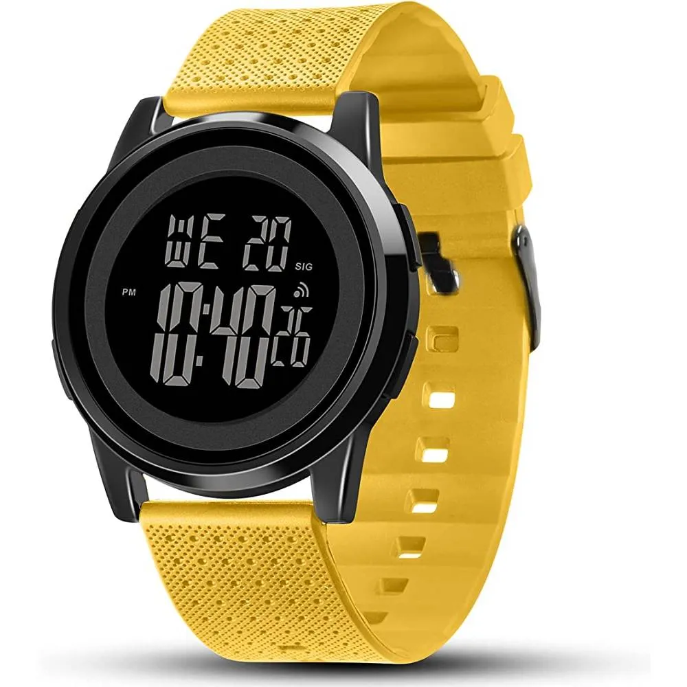 YUINK Mens Watch Ultra-Thin Digital Sports Watch Waterproof Stainless Steel Fashion Wrist Watch for Men | Multiple Colors