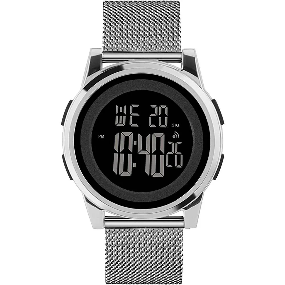YUINK Mens Watch Ultra-Thin Digital Sports Watch Waterproof Stainless Steel Fashion Wrist Watch for Men | Multiple Colors